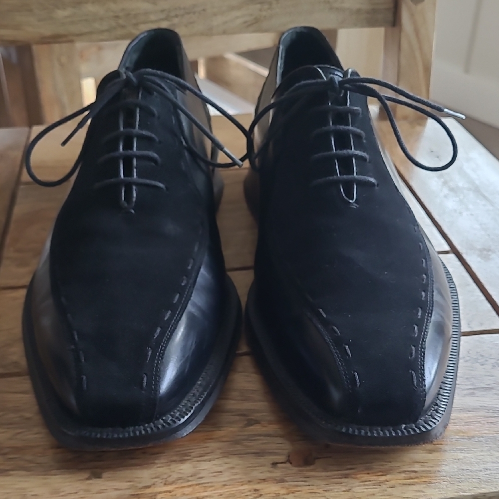 Mezlan Black Leather and Suede Oxfords U.S. 10.5